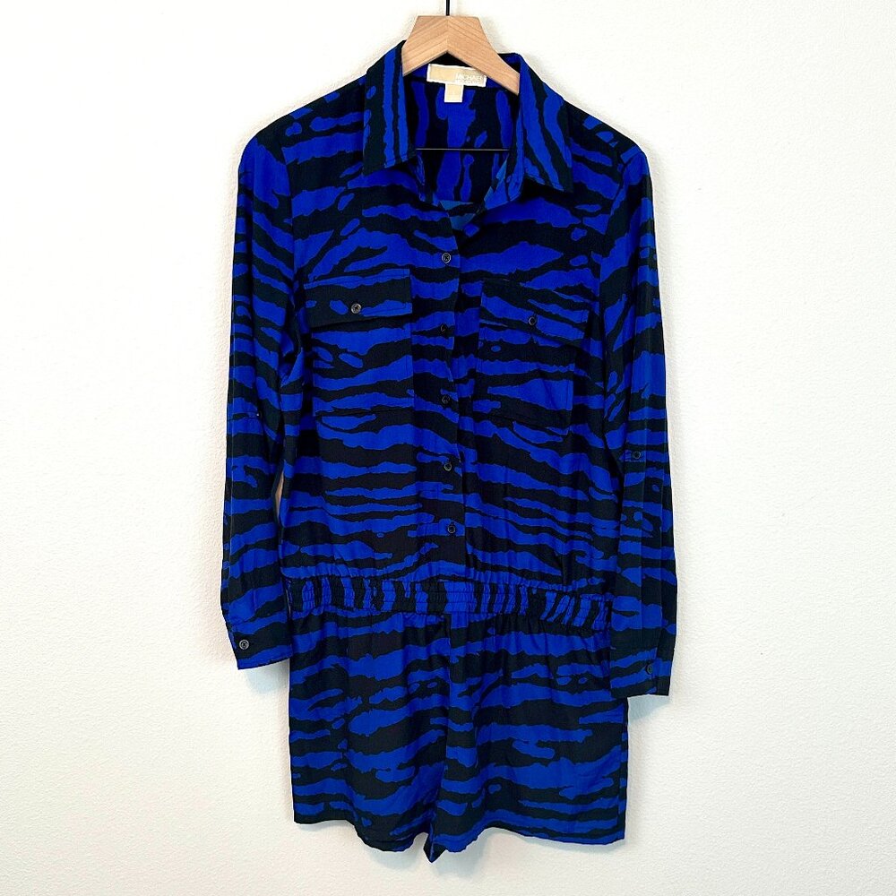 MICHAEL Michael Kors Zebra Print Button Front Romper Women’s Large